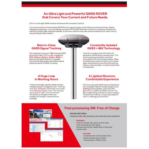 Kolida K3 Base And Rover Dual-Frequency Receiver Gps Land Measuring Instrument RTK