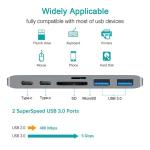 Multiport Docking Station 6-In-1 Type-C Hub Adapter with SD/TF 2*USB3.0 2*USB-C