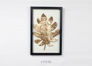 Quality Metal Gold Leaves Black Rectangle Wooden Frame Wall Art Decoration For Home Gallery Hotel wholesale