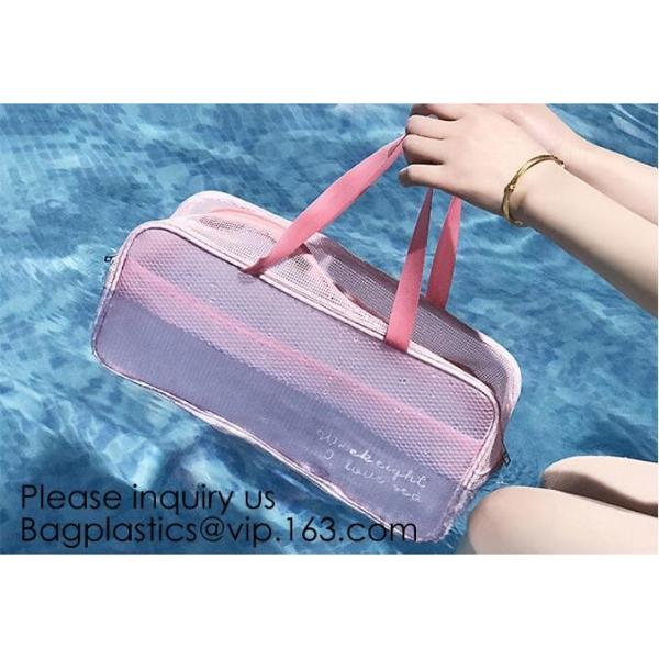 Compact Multi-purpose Handbag-style Transparent Glitter Cosmetic Pouch with Zipper Pocket on the Back, bagease, bagplast