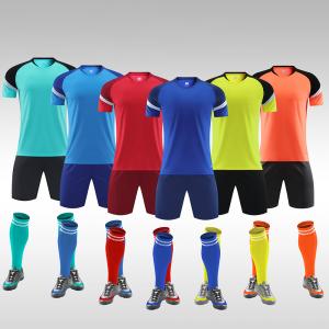 China Blue Orange Yellow Sublimation Soccer Shirts Breathable Quick Dry  Jersey Football Set on sale
