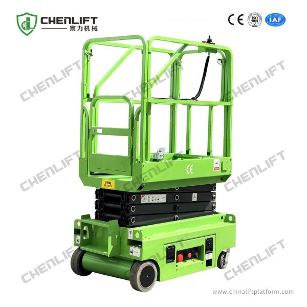 Cheap Compact and Powered Mini Scissor Lift with 3.9m Platform Height and 240kg Load for Performance for sale