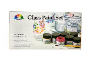 Quality Non - Toxic Art Painting Colours 8 Pcs Glass Paint Set 8X15ml 20 Light Fast Colours wholesale