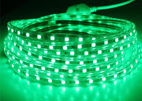 Cheap Green High Voltage LED Strip 165 Feet / Roll 14.4W / M Lamp Power for sale
