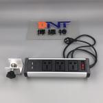 Horizontal EU power clamp on table power socket box with data connectors