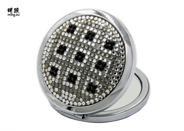Cheap Magnifying Feature Bling Silver Plated Compact Mirror Wedding Favours for sale