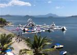 Lake Pool Colorful Inflatable Amusement Park Long Range With Trampolines Slides