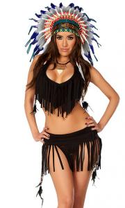 Quality Balck Spandex Rain Dance Sexy Native American Costume with Size S to XXL Available wholesale