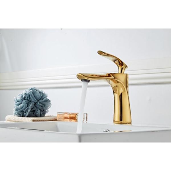 Electroplate ODM Tall Body Golden Wash Basin Faucet