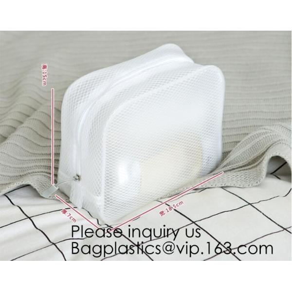 Compact Multi-purpose Handbag-style Transparent Glitter Cosmetic Pouch with Zipper Pocket on the Back, bagease, bagplast