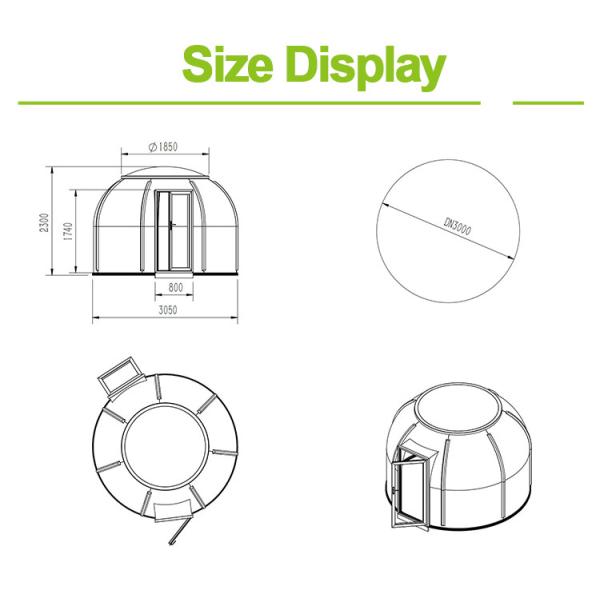 Diameter 3m Outdoor Bubble Tents PC Transparent Bubble Tent With LED