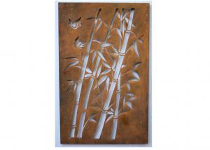China Corten Steel Metal Wall Sculpture Bamboo Pattern For Commercial Receptions on sale