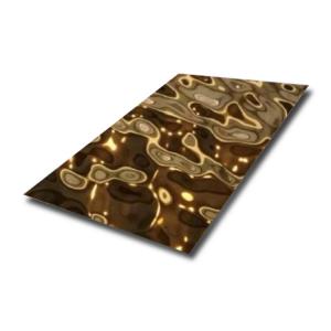 Quality Champagne Gold Color Water Ripple Stainless Steel Sheet 0.3mm 0.4mm Thickness wholesale