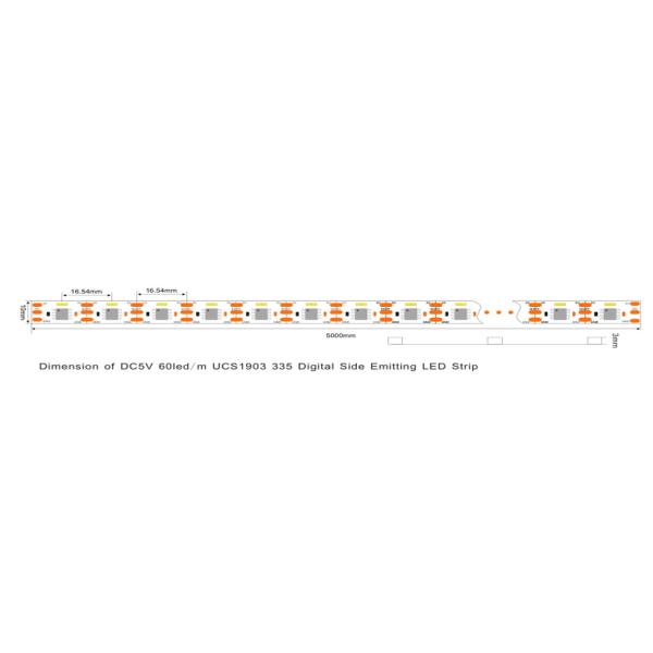 DC 5V / 12V Digital LED Strip Lights , UCS1903 Decorative LED Rope Light