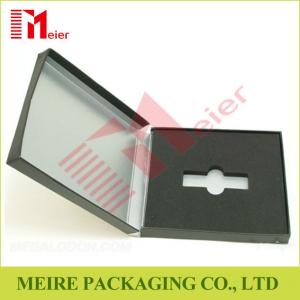 Quality Friction-end promotional rigid paper design usb software box packaging with black EVA wholesale