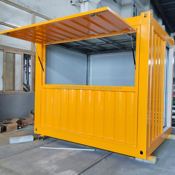 Aluminum Alloy Windows Container Coffee Bar 10ft 20ft Fast Food Mini Pop-up Shop with Wall 50/75/100mm Wave Sandwich Panel