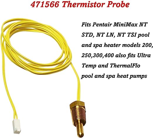 Yellow-Wire 471566 Screw Thermistor Probe 10K Ohm Replacement for Pentair MiniMax Pool Spa Pump Heater