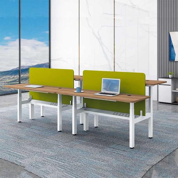 4 Person Electric Office Workstation 25mm Wooden OEM Height Adjustable Office Desk