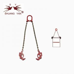 Quality Two Chains Hooks Sheet Metal Clamps , Steel Beam Lifting Clamps For Oil Drum wholesale