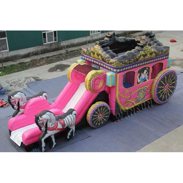 Carriage Combo Inflatable Big Water Slide , 0.9mm PVC Blowup Waterslide