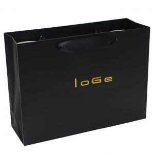 Quality Custom Luxury Black Garment Packaging Paper Bag With Satin Ribbon Rope wholesale