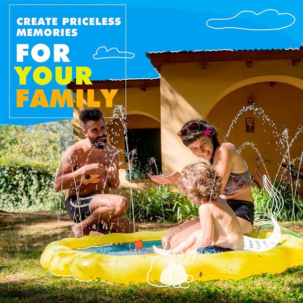 68'' Backyard Splash Pad Educational Inflatable Kiddie Pool With Sprinkler For Babies And Toddlers