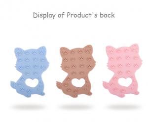 Quality 7cmx8.6cm Soft Silicone Teether Safe For Baby Cat Pattern OEM wholesale