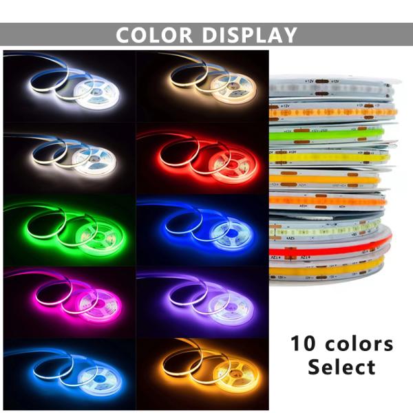 Dimmable LED COB Strip Light High Density Flexible Single Color