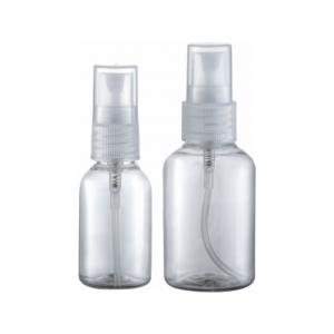 China Industrial Cosmetic Clear PET Bottle 30ml 50ml with Fine Mist Sprayer and Custom Color on sale