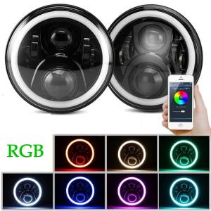 China Bluetooth Control RGB Halo Car Lights Color Changing Angel Eyes Headlight on sale
