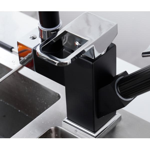 Siliver Black Household Pull Out 360° Pressurized Sprayer Sink Faucet