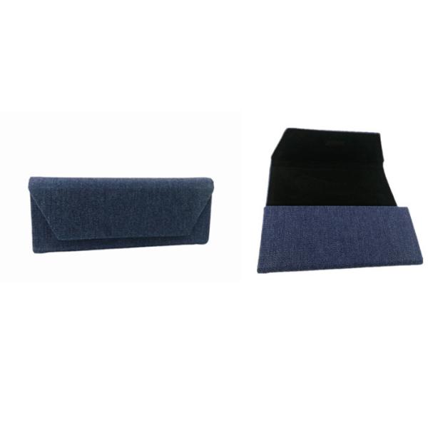 Cheap Blue Denim Custom Sunglass Case Folding Collapsible Eyeglass Case for sale