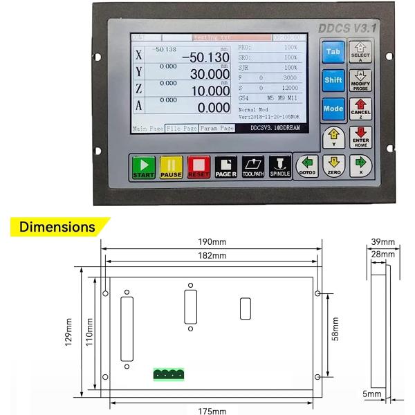 4 Axis PLC CNC Controller Kit DDCSV3.1 Offline Pendant Handwheel Emergency Stop