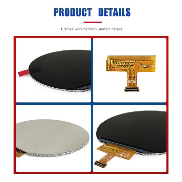 3.6 Inch Circular TFT LCD Display 544x506 Resolution IC ST72566 LVDS