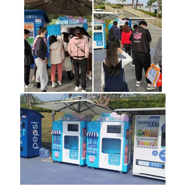 New Vending Machine 2024 Professional Intelligent Automatic Cotton Candy Vending Machine With Advertising Screen