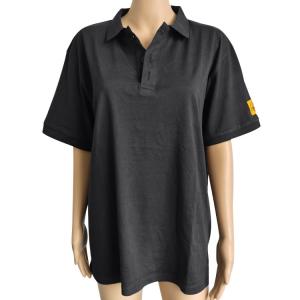 Quality 96% Cotton ESD Anti Static T Shirts Black Unisex For Cleanroom Laboratory wholesale