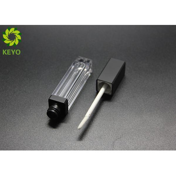 Square Shape Custom Transparent Lip Gloss Empty Tubes Black Cap With Brush