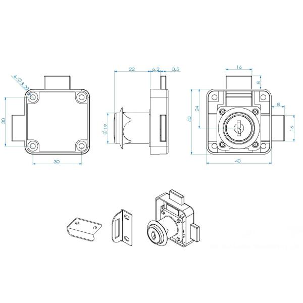 122 Drawer Locks with Double Latches(Left)