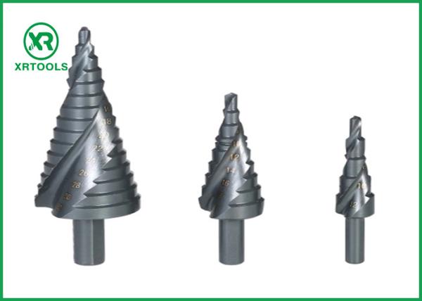 Metric 3 Flats Shank HSS Step Drill Bit , Spiral Flute Step Up Drill Bit Chip