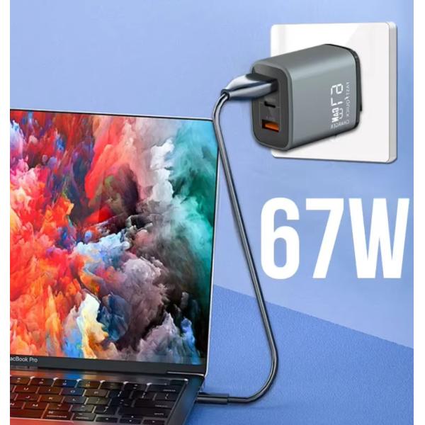 67W GaN USB Charger Super Fast Charging Type C Charger PD 3.0 USB C Adapter