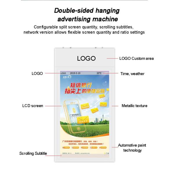 Hanging Wall Mounted Window LCD Display Menu Board 1080P For Restaurant Coffee Shop