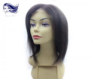 Quality Human Hair Short Front Lace Wigs Black Straight Wigs With Bangs wholesale
