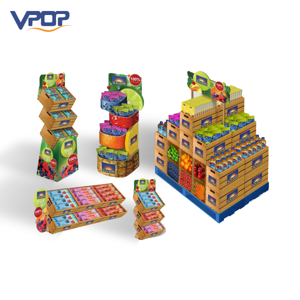 Promotional Pallet Display Stands CMYK Printing Professional For Chain Store
