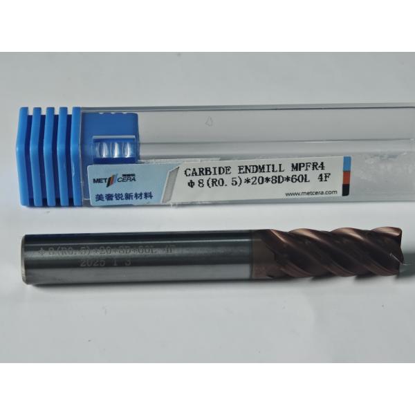 MPFR4 AlCr Coating Universal Cutting End Mills Roughing Processing 4 Flutes Round Nose Mill 8mm Φ8 R0.5 x20x8Dx60mm