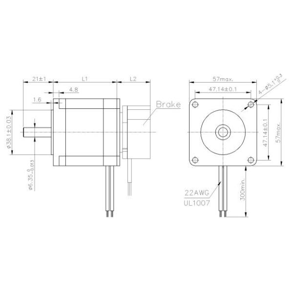 CE Approved Hybrid Stepper Motor With Brake Nema 23 2N.M BK2 Model
