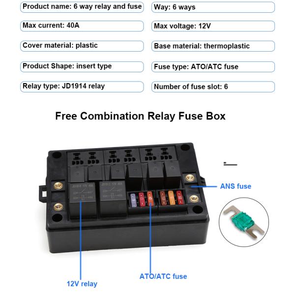 12V Waterproof Fuse And Relay Box 6pcs ATC ATO Blade Fuses For Auto Car Marine Boat
