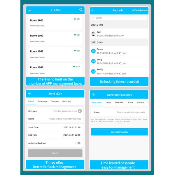 Electronic Keyless Digital Deadbolt Door Lock BLE TTLock App Smart Home Door Lock WiFi Tuya APP