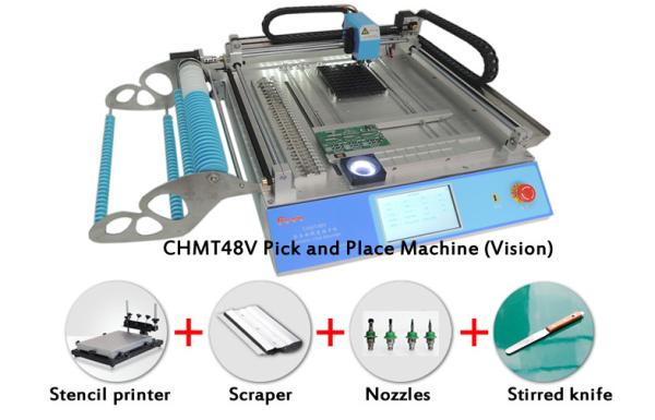 Cheap Vision System CMT 48V SMT Pick and Place Machine Kit With Stencil Printer Nozzles for sale