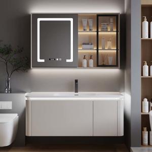 Quality Starry Grey Small Vanity Unit With Basin LED Mirror And Side Cabinet wholesale