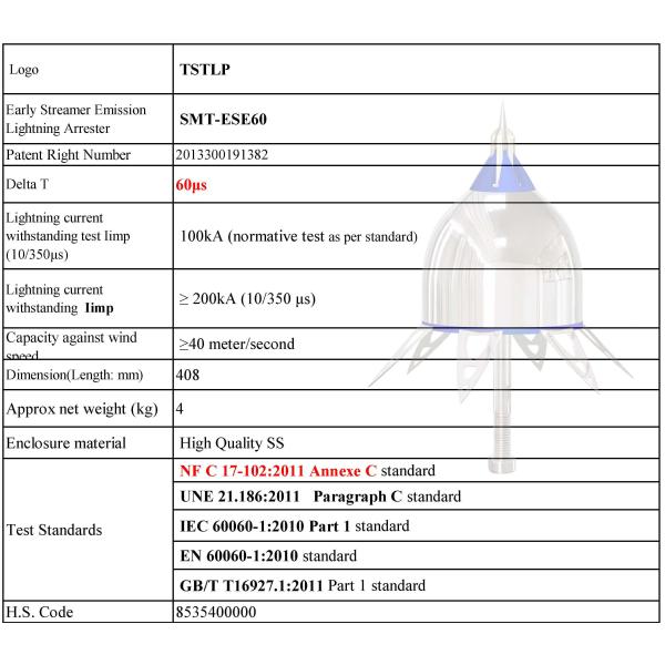Solar / High Rise Building ESE Lightning Protection System Specular Housing Colour